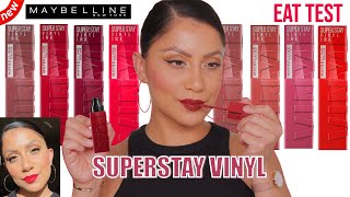 new MAYBELLINE SUPERSTAY VINYL LIPSTICKS NATURAL LIGHTING LIP SWATCHES amp WEAR TESTMagdalineJanet [upl. by Ernald303]