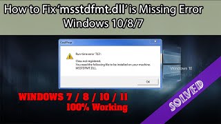 How to Fix Run time error msstdfmtdll’ is Missing Error In Windows 781011 Tutorial [upl. by Acira]