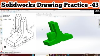 Solidworks Drawing Practice 43  Solidworks Design [upl. by Ecinom]