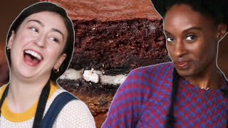 No Recipe Challenge Oreo Cookie Brownies • Tasty [upl. by Ahseinek512]