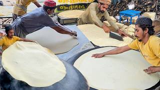 Pakistans Biggest Manda Roti  Street Roll amp Samosa Patti  Rumali Roti Making Street Food Karachi [upl. by Nob238]