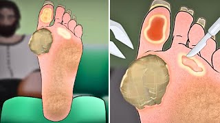 Tingle ASMR Foot Treatment Removing Warts amp Calluses  Relaxing 2D Animation [upl. by Acysej]