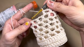 🧶🧶 🍶 Easy Water bottle holder crochet tutorial [upl. by Eednim]