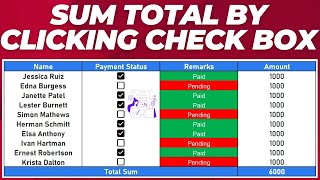 Count Checked Checkboxes in Excel  Sum if Checkbox is Checked  Formula to Count Checked Checkboxes [upl. by Ergener]