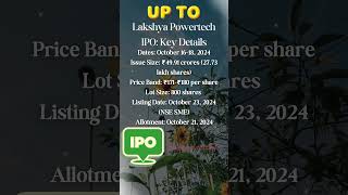 Lakshya Powertech IPO 2024 Dates Price Listing amp More  Upcoming IPO  IPO UpcomingIPOs [upl. by Avictor]