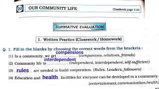 3rd STD Evs ch 20 our community life workbook answers  class 3rd EVS lesson 20 workbook solution [upl. by Aelsel]