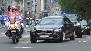 Politiemotoren begeleiden Koning Filip der Belgen door Brussel tijdens de Nationale Feestdag 2024 [upl. by Alaster]