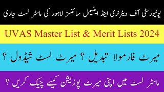 UVAS Lahore Released Master List  UVAS Lahore Merit Lists amp Merit Formula [upl. by Atekan228]