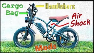 Handlebars amp Suspension UPGRADE Mods on Jansno X50 eBike  Cargo Bag install [upl. by Cornia]