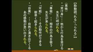 〔国語・文法〕 助動詞：れる・られる（意味） －オンライン無料塾「ターンナップ」－ [upl. by Olsson]