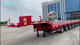 Europe design factor 100 ton 8 axle extendable steerable wheel low bed trailer [upl. by Fionnula]