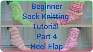 Beginner Sock KnittingTutorial Part 4 Heel Flap [upl. by Mokas]