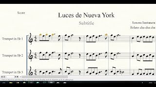 Partitura luces de nueva york para 3 trompetas videopartitura [upl. by Bartlet]