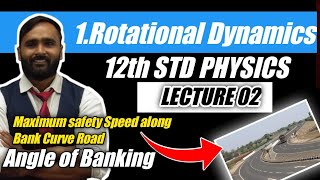 12th PHYSICSROTATIONAL DYNAMICSLECTURE02SAFETY SPEED FOR VEHICLE ON BANKED CURVED ROAD DERIVATION [upl. by Enylorac596]