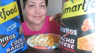 REVIEW  SmartFood Doritos Nacho Cheese Flavored Popcorn and Cool Ranch Flavored popcorn [upl. by Griffie]