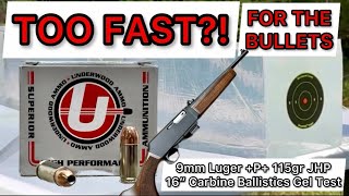 9mm Carbine Ammo Review amp Ballistics Gel Test Underwood Ammo 9mm P 115gr Jacketed Hollow Point [upl. by Perlie]