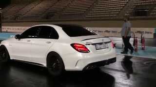 Mercedes Benz C63 AMG S 2015 GAD Motors Stage 1 600HP Yas Marina Drag [upl. by Goldenberg]