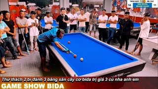 Thịnh kent game show bida 2 bi đánh 3 băng nhận tiền thưởng và cơ bida trị giá 3 củ [upl. by Asor]