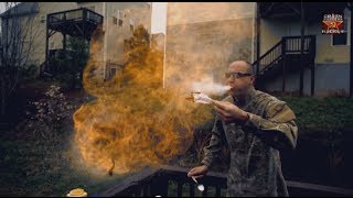 Cornstarch Fire Breathing Experiment  Slow Motion [upl. by Nygem]