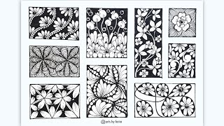 9 Zentangle Patterns For beginners  9 Doodle Patterns  9 easy zendoodle patterns [upl. by Aitrop]