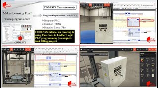 CODESYS tutorial on creating amp using Functions in PLC programming  complete tank filling project [upl. by Asir]