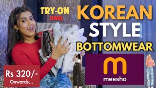 Trendy KOREAN BOTTOMS from MEESHO  Loosefit  Baggy jeans  Cargo  Tryon  Honest Review gimaashi [upl. by Enalda450]