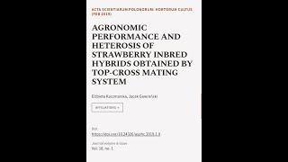 AGRONOMIC PERFORMANCE AND HETEROSIS OF STRAWBERRY INBRED HYBRIDS OBTAINED BY TOPCROS  RTCLTV [upl. by Ainot192]