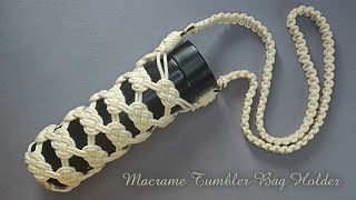 DIY Macrame Tumbler Bag Holder  Macrame Water Bottle Holder Using Josephine Knot [upl. by Atteuqahs198]