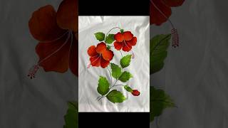 Hibiscus 🌺🎨🖌️👩‍🎨 fabricpainting art design shorts passion [upl. by Llevert]