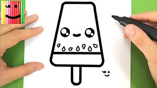 COMMENT DESSINER UNE GLACE PASTÈQUE KAWAII  TUTO DESSIN [upl. by Thadeus]