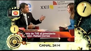 APM Rafael Correa pregunta por la famosa periodista española censurada y despedida Ana Pastor [upl. by Ahsekim856]