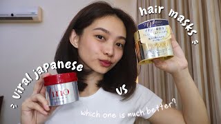 Viral Japanese Hair Masks  Fino Vs Tsubaki  short grwm [upl. by Mctyre]