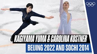 🪄Same technique amp expression  🇯🇵 Kagiyama Yuma and his coach 🇮🇹 Carolina Kostner  2022 and 2014 [upl. by Honebein]