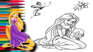 Princess Rapunzel long Hair l 👸✨ drawing🖌️🎨 Disney Princess👸 ✨cartoon  episode79 [upl. by Angelita]