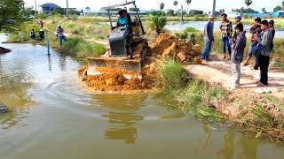 Incredible full Process Landfilling by Technique Skill Operator Bulldozer And Dump truck unloading [upl. by Aicissej]