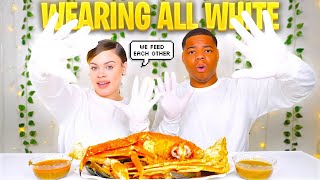 TRY NOT TO GET A STAIN SEAFOOD BOIL MUKBANG CHALLENGE HE FEEDS ME [upl. by Enomyar]