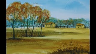 Come realizzare un PAESAGGIO italiano ad ACQUERELLO dipingere pittura tutorial [upl. by Zerelda739]