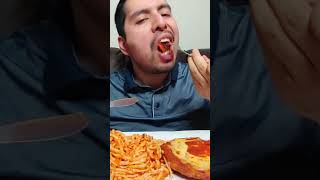 Veal parmesan with pasta mukbang pasta shorts [upl. by Vardon]