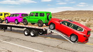 Flatbed Truck Mcqueen  Transportation with Truck  Pothole vs Car 188  BeamNGDrive [upl. by Tish]