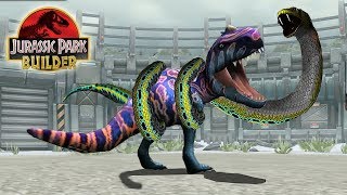 RAJASAURUS VS GIANT SNAKE TITANOBOA  GLACIER DINOSAUR TOURNAMENT  JURASSIC PARK BUILDER [upl. by Thorman504]