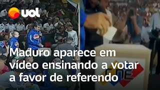 Maduro aparece em vídeo ensinando a votar a favor de referendo para anexar território da Guiana [upl. by Nomyaw]