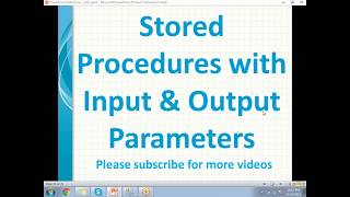 SQL Stored procedures with output parameters [upl. by Nanahs]