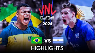 🇧🇷 BRAZIL vs ARGENTINA 🇦🇷  Highlights  Mens VNL 2024 [upl. by Dnaletak997]