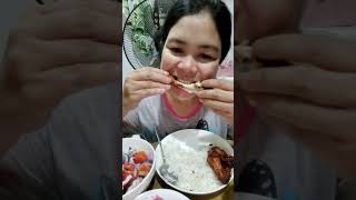 Pritong Manok with kilawin pusit mukbang eatingshow [upl. by Anairdna]