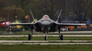 Royal Netherlands Air Force F35 Lightning II amp F16 Falcon Take off amp Arrival in Volkel Air Base [upl. by Schatz]