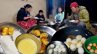 we are cooking egg fry lentils and rice at our dinner  Bhumi village cooking [upl. by Amarette]