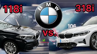 BMW F40 118i vs G20 318i  0100 kmh Beschleunigung 060 mph Acceleration [upl. by Wylma]