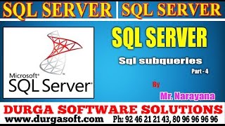 Sql Server tutorial  onlinetrainingsql subqueries Part4 by Narayana [upl. by Rogovy]