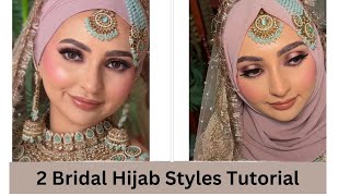 Bridal Hijab Tutorial  Easy  Turban Style Hijab  Full Coverage Hijab [upl. by Ricoriki]