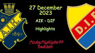 AIK VS DJURGÅRDEN  27 DECEMBER 2023  HIGHLIGHTS  HOCKEYALLSVENSKAN [upl. by Entroc]